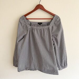NWOT Madewell long sleeve square neck gingham top - Black and white, XL